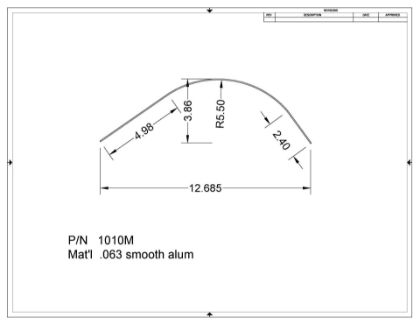 Picture of FRONT CORNER RADIUS MILL FINISH ALUM. VINYL COVERED 15.28 X 96 IN USED ON MORGAN